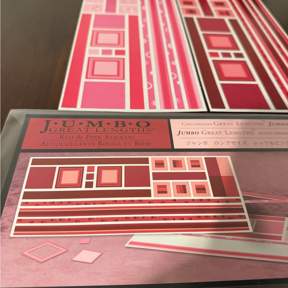 JUMBO GREAT LENGTH 4 x 12" CREATIVE MEMORIES Sticker 2 SHEETS REDS & PINKS * - Picture 2 of 3